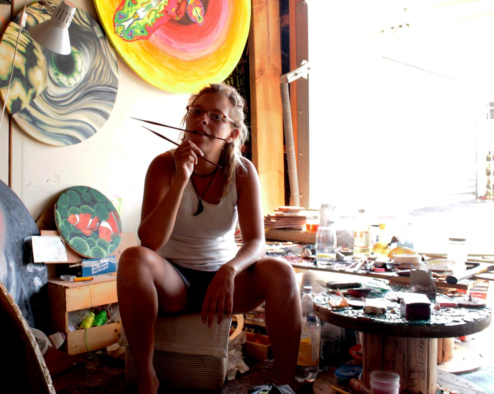 Coni in her Mount Maunganui studio (2013).. 