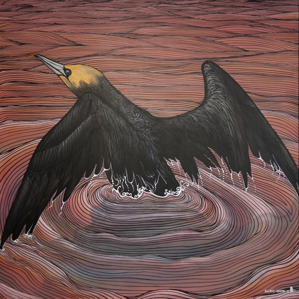 'Gannet in Oil' acrylic on canvas (2011) by Elliot Mason.. 