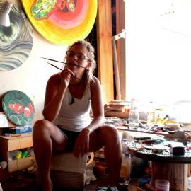 Coni in her Mount Maunganui studio (2013)