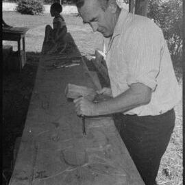 Mr Lucas starting Mount summit carved archway project  
