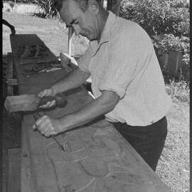 Mr Lucas starting Mount summit carved archway project  