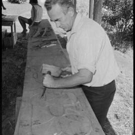 Mr Lucas starting Mount summit carved archway project  