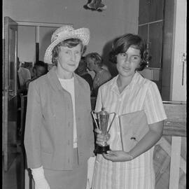 Mrs S. J. Jones with Donna Isgrove, runner-up to dux 