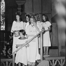 Angels wait in wings during rehearsals at Holy Trinity pageant