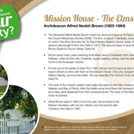 Fact Sheet: Mission House - The Elms