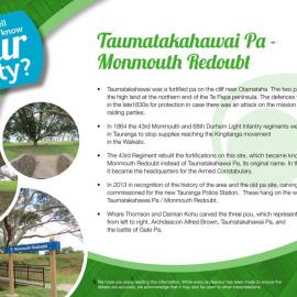 Fact sheet: Taumatakahawai Pa - Monmouth Redoubt