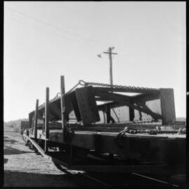 Damaged span from railway bridge over Victoria Street, Waihī, after being replaced.
