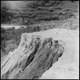Different angles on the washout on Upper Pāpāmoa Road resulting from the previous week's storm.