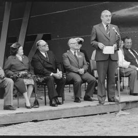Civic reception / dedication ceremony for steam tug Taioma at Tauranga District Museum.