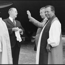 Civic reception / dedication ceremony for steam tug Taioma at Tauranga District Museum.