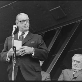 Civic reception / dedication ceremony for steam tug Taioma at Tauranga District Museum.