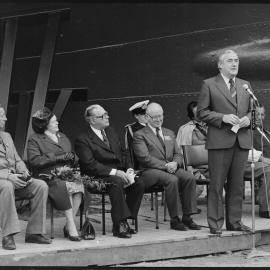 Civic reception / dedication ceremony for steam tug Taioma at Tauranga District Museum.