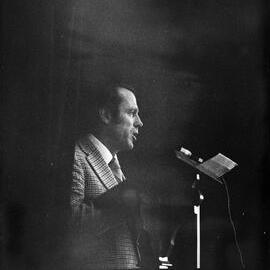 National president of the Post-Primary Teacher's Association addresses stopwork meeting of the Western Bay of Plenty branch to discuss pay claims.