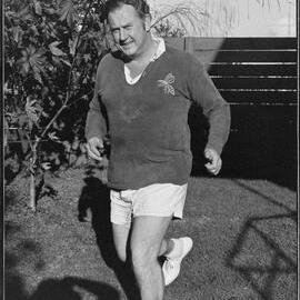Mr K. R. (Keith Reading) Allen, National party candidate for Tauranga electorate, keeping fit.