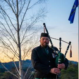 Piper Andrew Graham at the 160th Commemoration of the Battle of Te Ranga