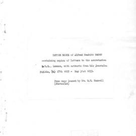 Transcripts of the Letter Books of Alfred Nesbitt Brown
