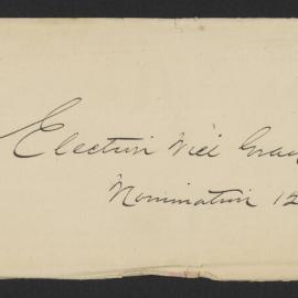 Envelope for nomination papers, 12 Dec 1887