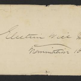 Envelope for nomination papers, 10 Dec 1887