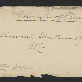 Envelope for nomination papers of Mayor of the Borough of Tauranga, 1887