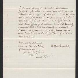 Declaration of scrutineers, Nov 1885