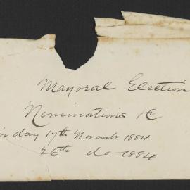 Envelope for nomination papers of Mayor of the Borough of Tauranga, Nov 1884