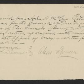 Receipt from John H. McCaw for return of mayoral candidate deposit