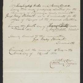 Form of nomination paper for J.V. Stewart, Mar 1882