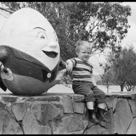 Dean Mitchell sitting with Humpty Dumpty