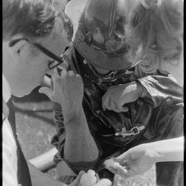 First Aid being given to Firefighter at fire call out