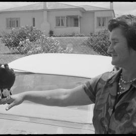 Bird on woman's hand