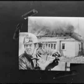Printed photograph of firefighter