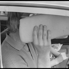 Man in car - sun visor