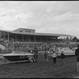BOP Orange Festival Society Float Parade - Boats in front of grandstand