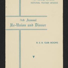 4th Tauranga Company National Military Reserve 3rd Annual Re-Union and Dinner programme, 18 Oct 1947