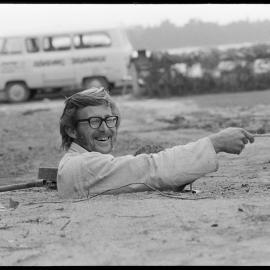 Mr Bryan Neal of Tauranga inspecting sewage system