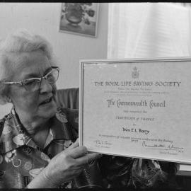 Mrs Barry with certificate