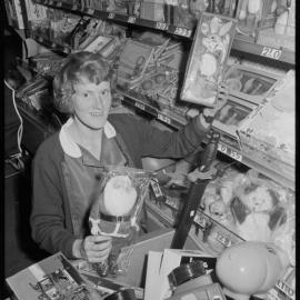 Toys on shelves for Christmas