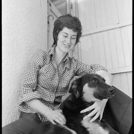 Actress Geraldine Holmes with dog Lindy