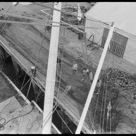 Repairing trawler fishing net