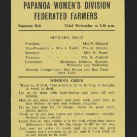 Programme card, 1961-62