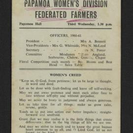 Programme card, 1960-61