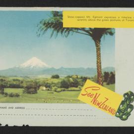 Folded letter card of Mount Taranaki