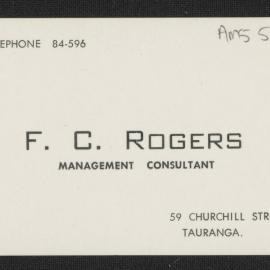 F. C. Rogers business card