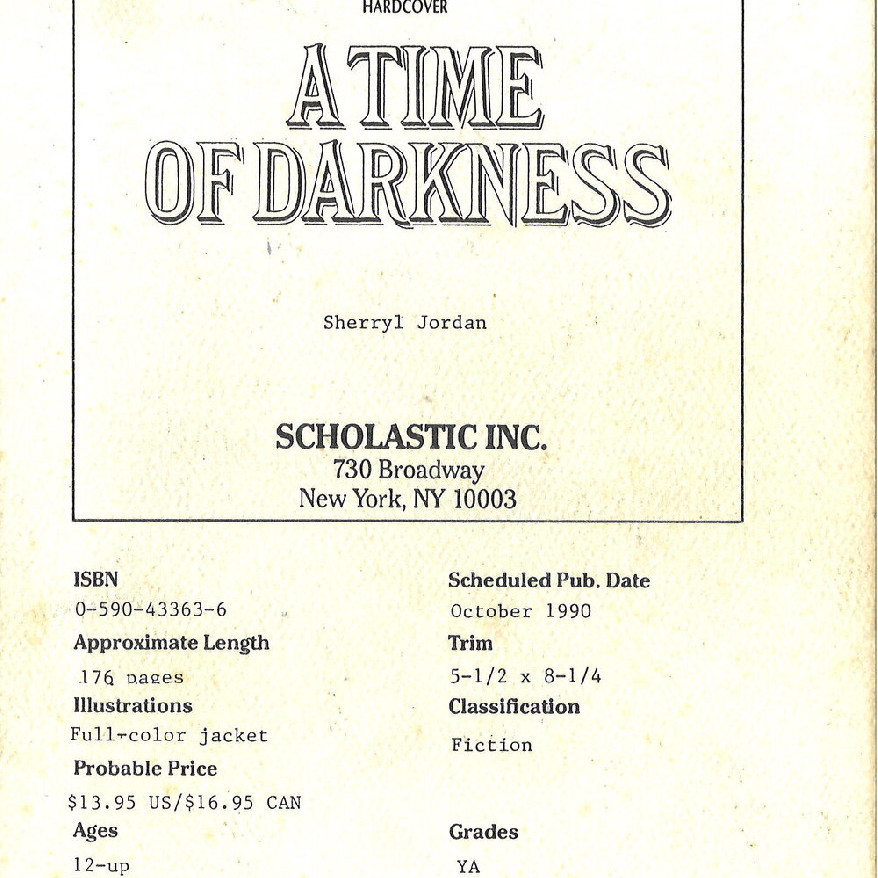 A Time of Darkness, uncorrected proof