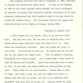 Typescript of The Galbraith letters, 1881