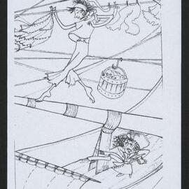 Photocopy of sketch of dancing in the rigging