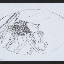 Photocopy of sketch of female thinking