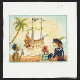 Three looking at a ship