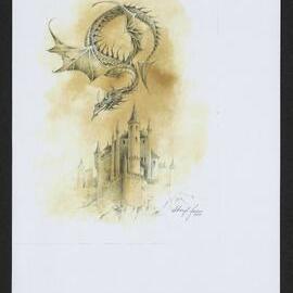Photocopy of dragon flying above a castle, 2005