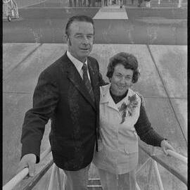 Des and Adele Wilson leave Tauranga by air to attend a Lions convention in Miami.